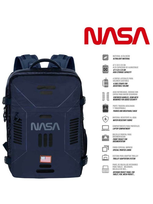 NASA Spaceship Grand Sac à Dos de Voyage Mercury 47x23x33cm, Bleu Foncé - Kiabi