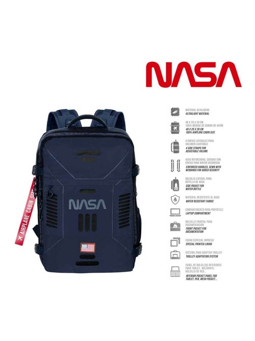 NASA Spaceship Sac à dos Mercury Voyage Cabine Avion 40x20x25cm, Bleu Foncé - Kiabi