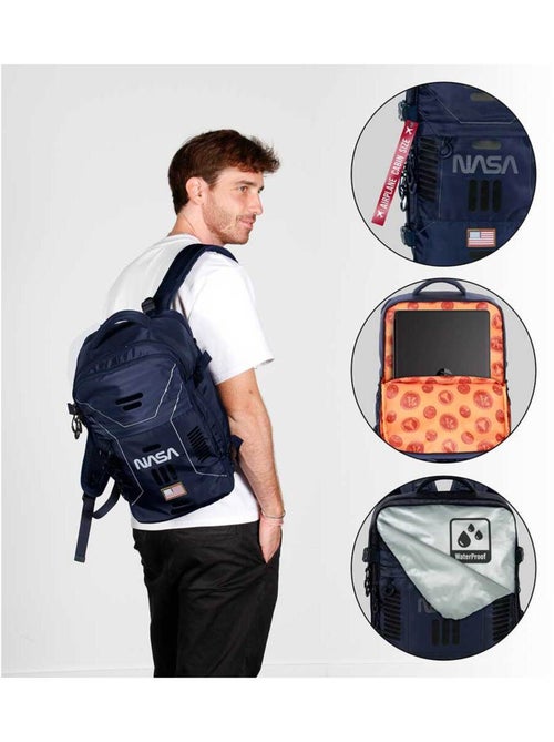 NASA Spaceship Sac à dos Mercury Voyage Cabine Avion 40x20x25cm, Bleu Foncé - Kiabi