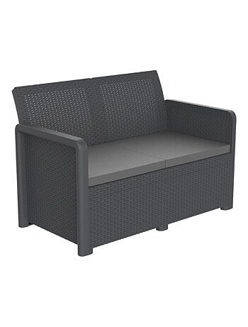 NASSAU - Salon de jardin effet résine tressée 4 places avec table basse