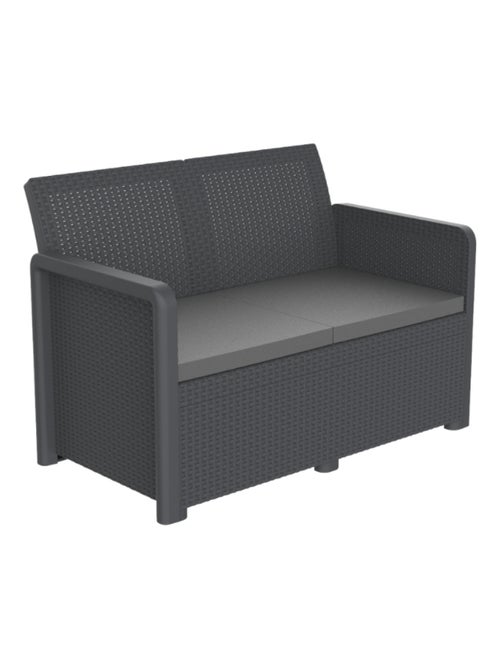 NASSAU - Salon de jardin effet résine tressée 4 places avec table basse - Kiabi