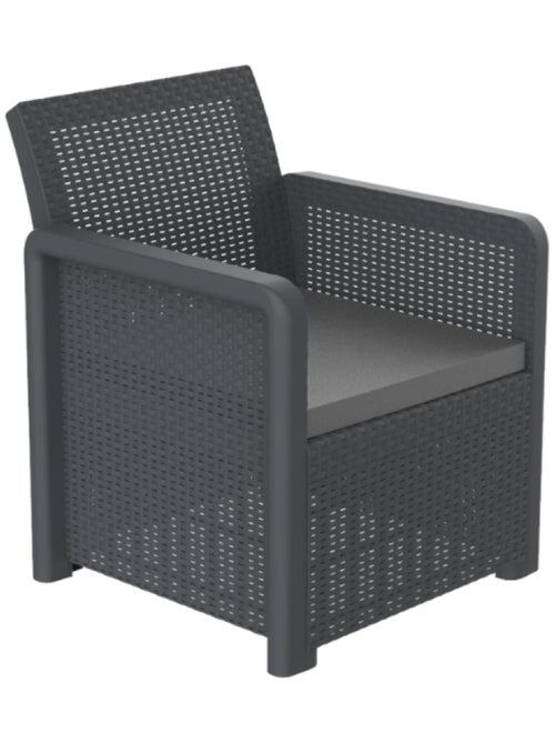 NASSAU - Salon de jardin effet résine tressée 4 places avec table basse - Kiabi