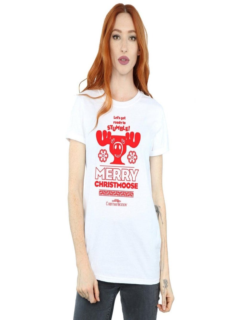 National Lampoon's Christmas Vacation - T-shirt MERRY CHRISTMOOSE Blanc - Kiabi