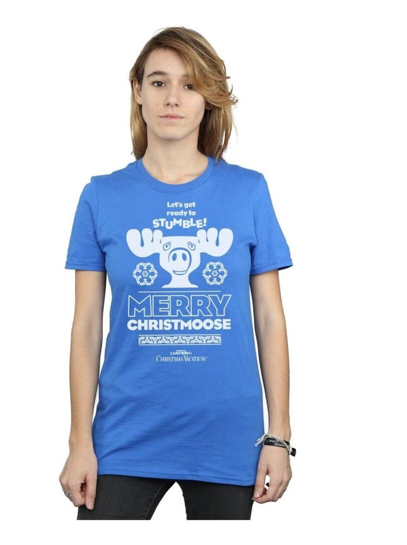 National Lampoon's Christmas Vacation - T-shirt MERRY CHRISTMOOSE Bleu roi - Kiabi