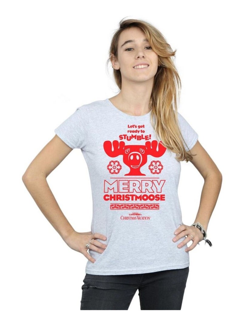 National Lampoon's Christmas Vacation - T-shirt MERRY CHRISTMOOSE Gris chiné - Kiabi