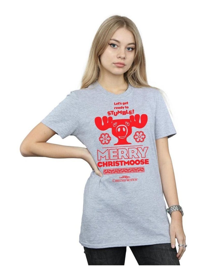 National Lampoon's Christmas Vacation - T-shirt MERRY CHRISTMOOSE Gris chiné - Kiabi