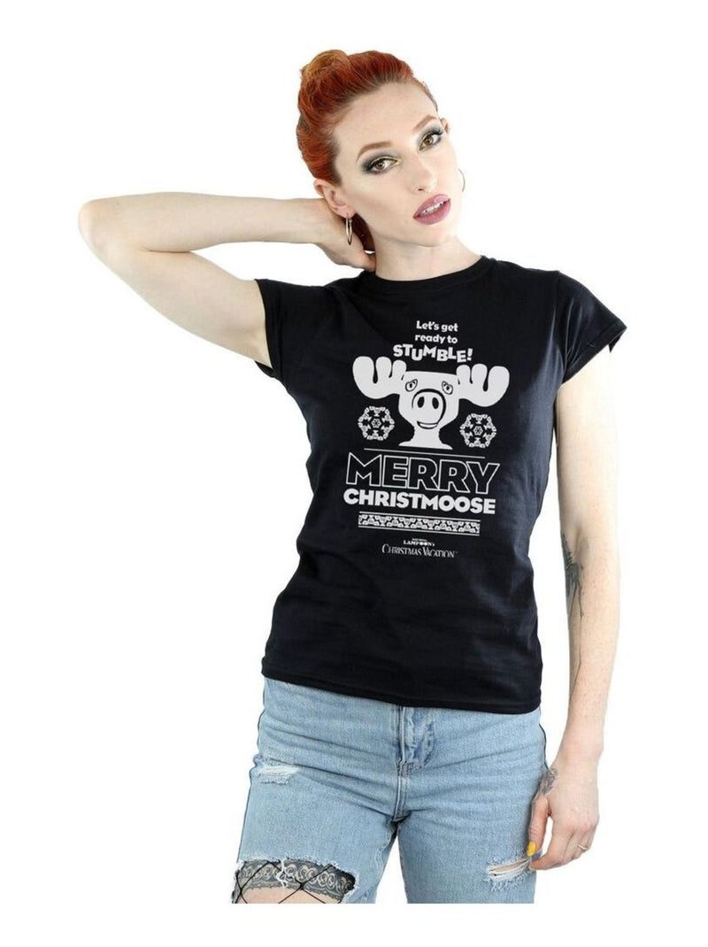 National Lampoon's Christmas Vacation - T-shirt MERRY CHRISTMOOSE Noir - Kiabi