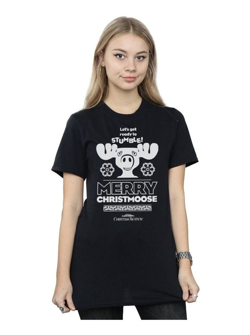 National Lampoon's Christmas Vacation - T-shirt MERRY CHRISTMOOSE Noir - Kiabi