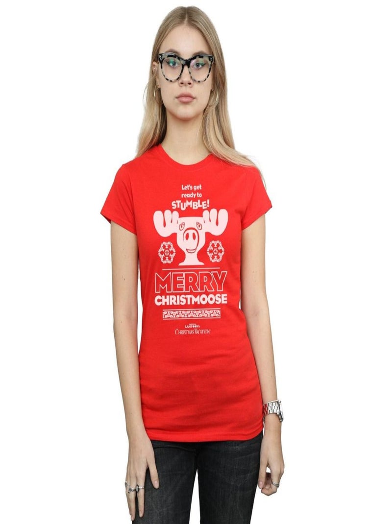 National Lampoon's Christmas Vacation - T-shirt MERRY CHRISTMOOSE Rouge - Kiabi