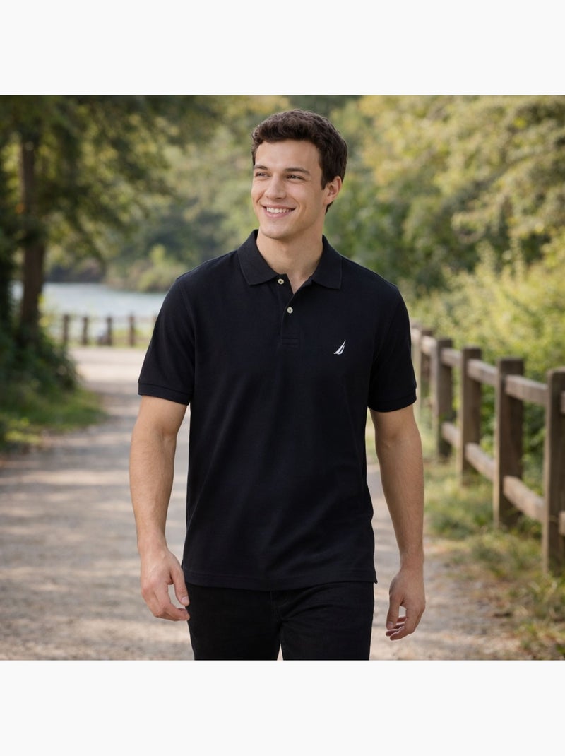 Nautica - Polo manches courtes col chemise Homme Noir - Kiabi