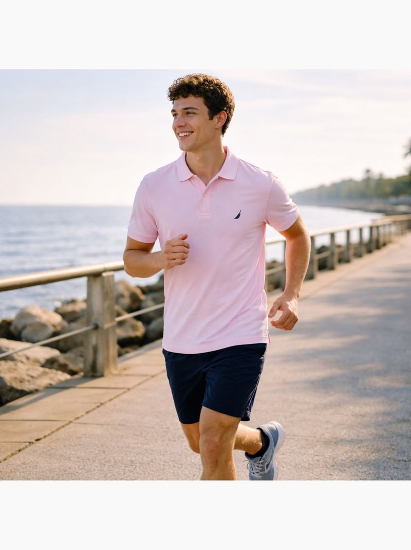 Nautica - Polo manches courtes col chemise Homme Rose clair - Kiabi