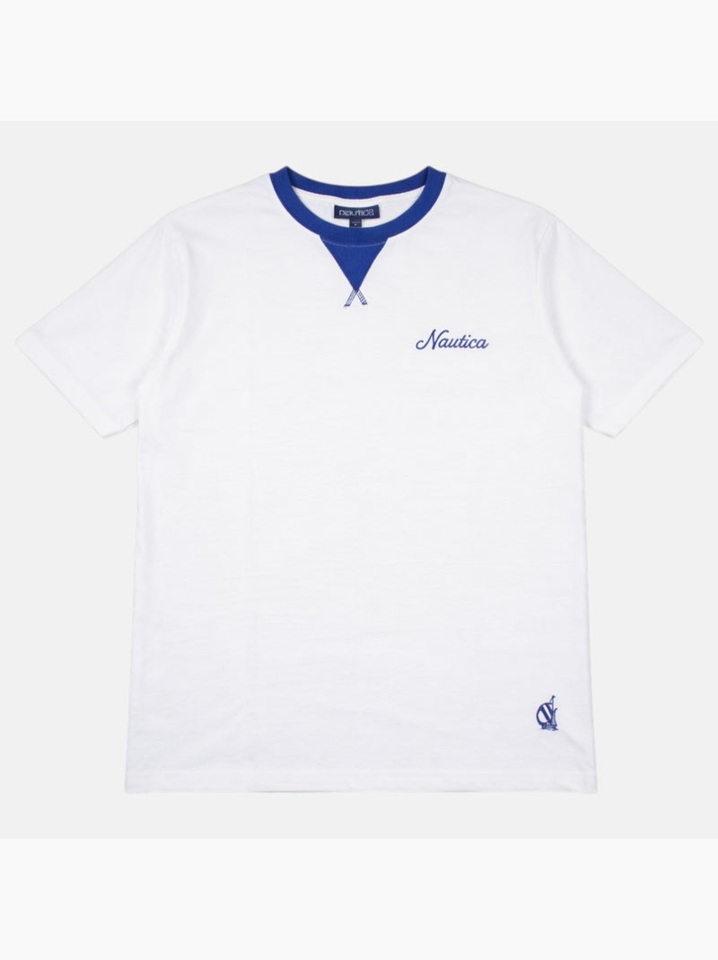 Nautica - T-shirt manches courtes avec col couleur homme Blanc - Kiabi