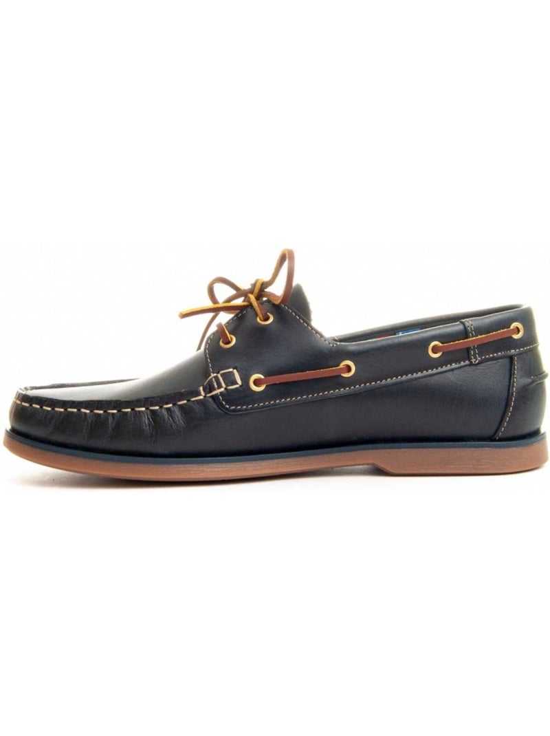 Nautique Cuir Naturel Purapiel Bleu Noir - Kiabi