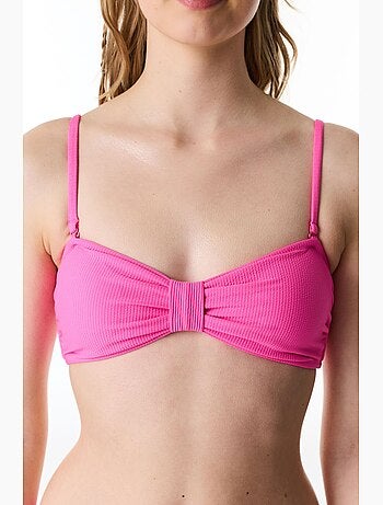 Nena brillant haut de bikini bandeau à texture nœud penti