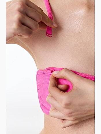 Nena brillant haut de bikini bandeau à texture nœud penti