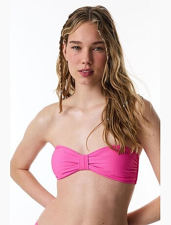 Nena brillant haut de bikini bandeau à texture nœud penti
