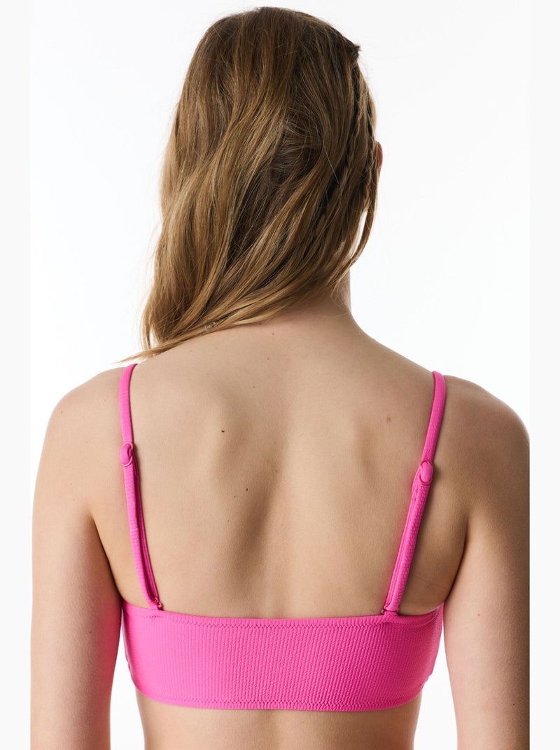 Nena brillant haut de bikini bandeau à texture nœud penti Rose fluo/Solinotes - Kiabi