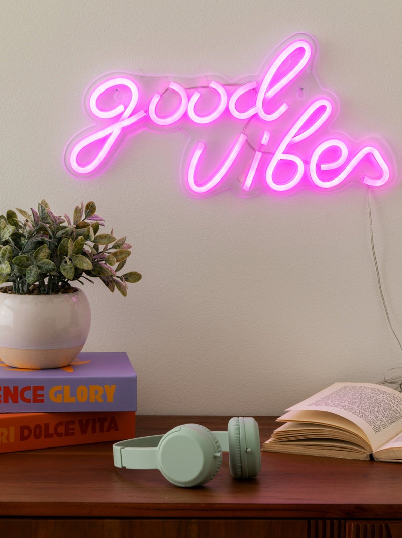 Néon LED mural Good Vibes Rose - Kiabi