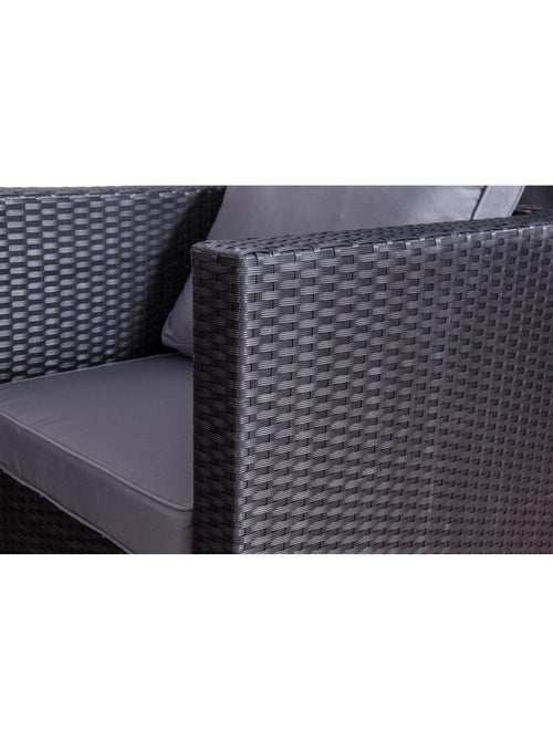 NEVALA Salon de jardin 6 places en résine tressée noir et gris - Kiabi