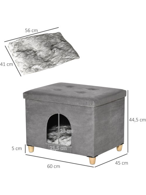 Niche chat maison de chat sur pied repose-pied 2 en 1 gris - Kiabi Niche chat maison de chat sur pied repose-pied 2 en 1 gris - Kiabi
