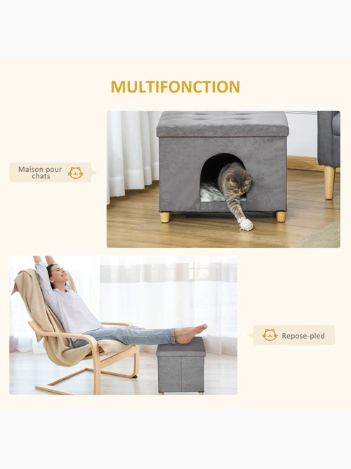 Niche chat maison de chat sur pied repose-pied 2 en 1 gris - Kiabi Niche chat maison de chat sur pied repose-pied 2 en 1 gris - Kiabi
