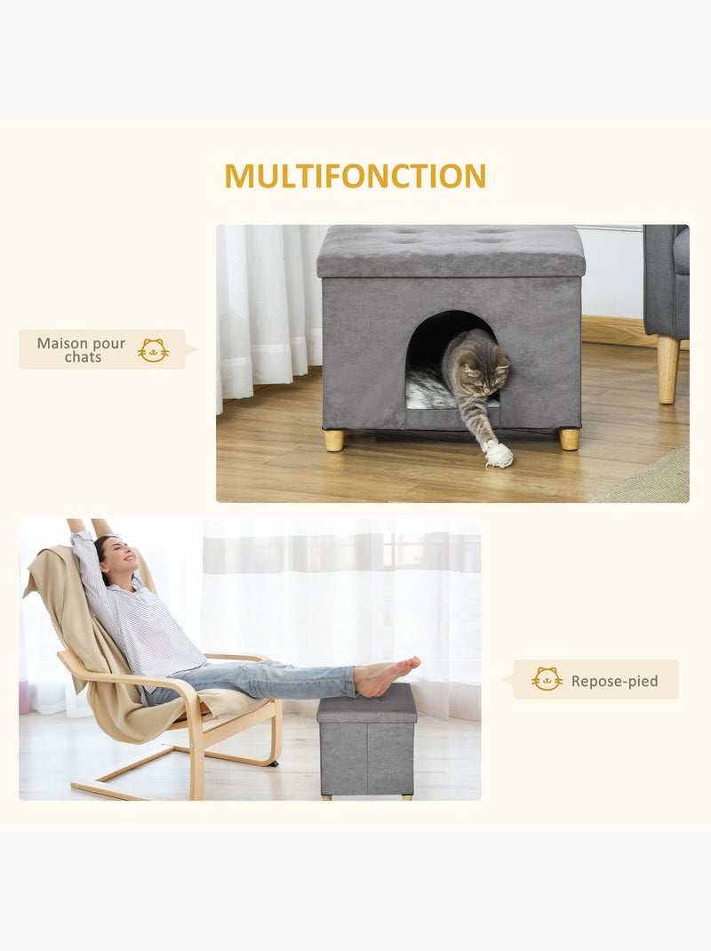 Niche chat maison de chat sur pied repose-pied 2 en 1 gris Gris - Kiabi