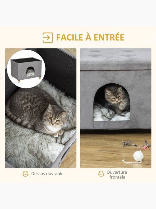 Niche chat maison de chat sur pied repose-pied 2 en 1 gris - Kiabi Niche chat maison de chat sur pied repose-pied 2 en 1 gris - Kiabi