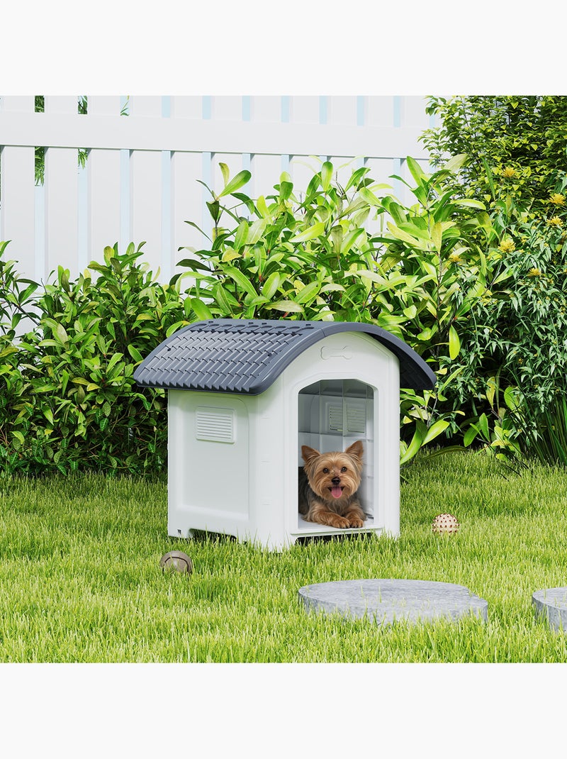 Niche chien plastique design bicolore gris blanc toit cintré Gris - Kiabi
