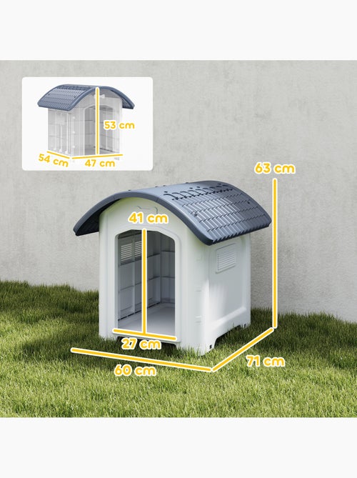 Niche chien plastique design bicolore gris blanc toit cintré - Kiabi Niche chien plastique design bicolore gris blanc toit cintré - Kiabi