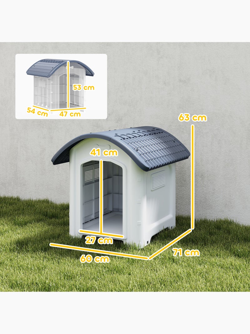Niche chien plastique design bicolore gris blanc toit cintré Gris - Kiabi