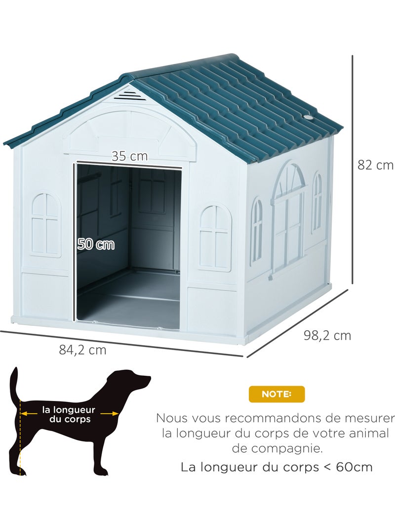Niche chien style cottage - porte, aération - pp Bleu Bleu - Kiabi