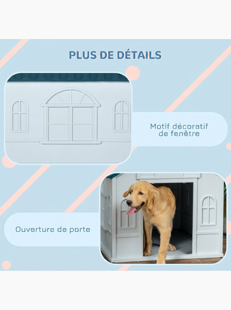 Niche chien style cottage - porte, aération - pp Bleu Bleu - Kiabi