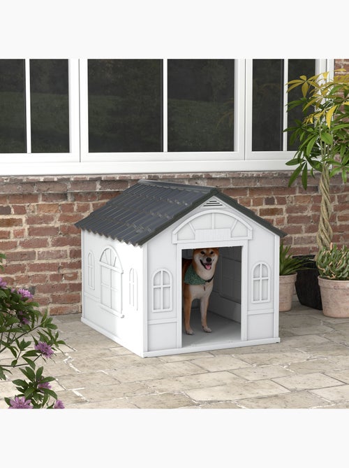 Niche chien style cottage - porte, aération - pp - Kiabi Niche chien style cottage - porte, aération - pp - Kiabi