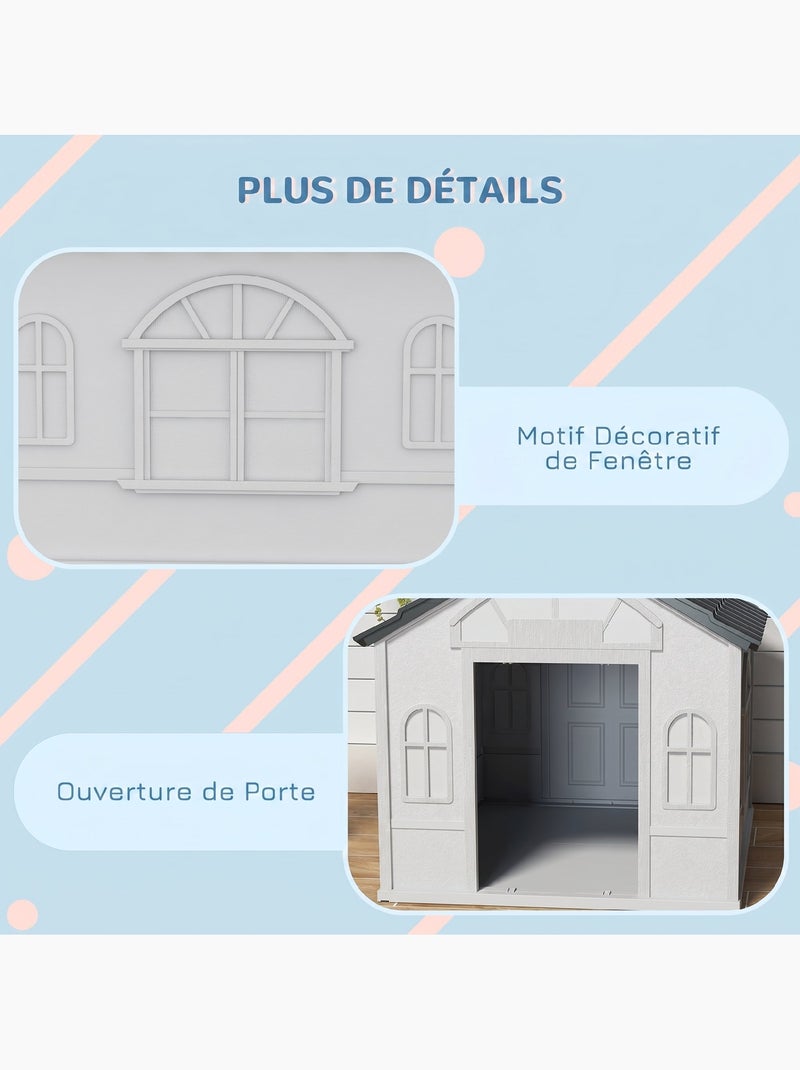 Niche chien style cottage - porte, aération - pp Gris - Kiabi