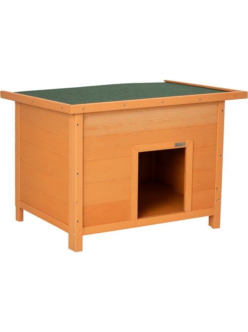 Niche chien sur pied dim. 85l x 58l x 58h cm - toit ouvrant bitumé vert - bois sapin pré-huilé - Kiabi Niche chien sur pied dim. 85l x 58l x 58h cm - toit ouvrant bitumé vert - bois sapin pré-huilé - Kiabi