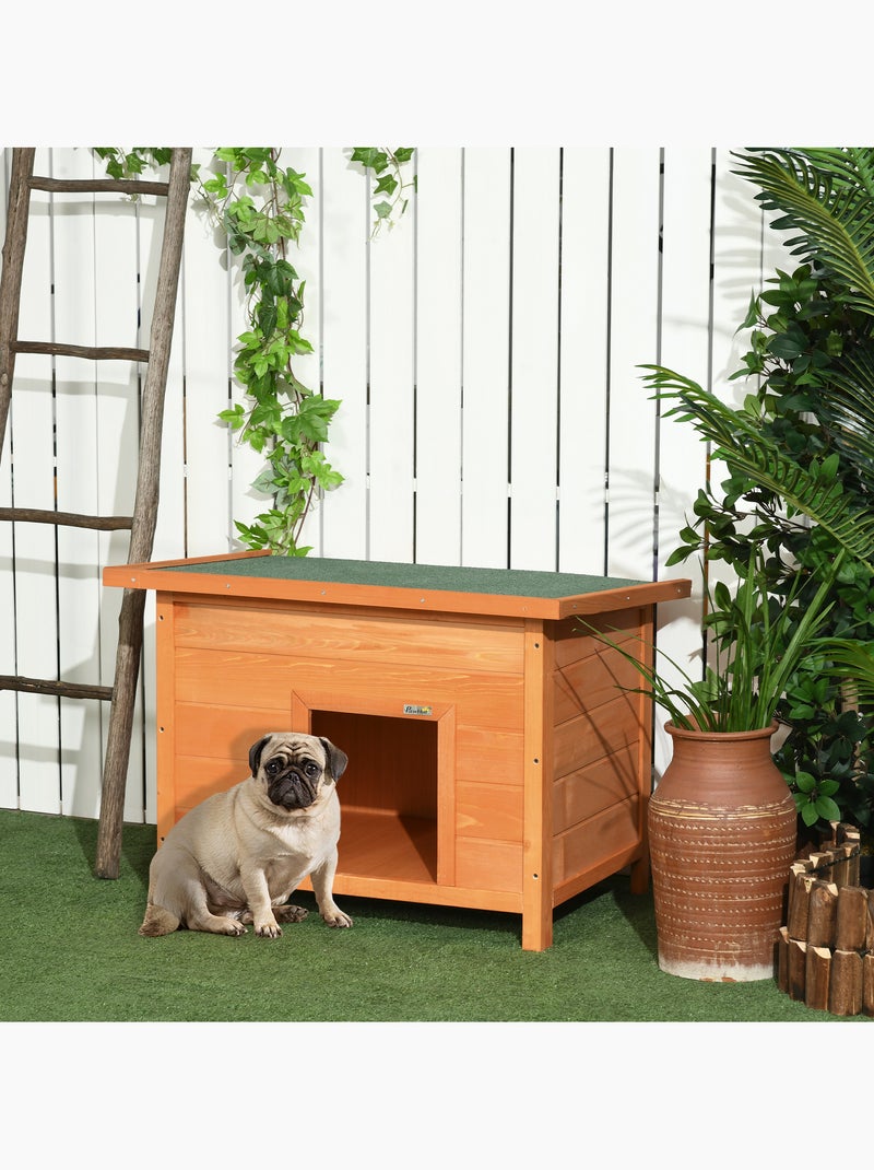 Niche chien sur pied dim. 85l x 58l x 58h cm - toit ouvrant bitumé vert - bois sapin pré-huilé Orange - Kiabi