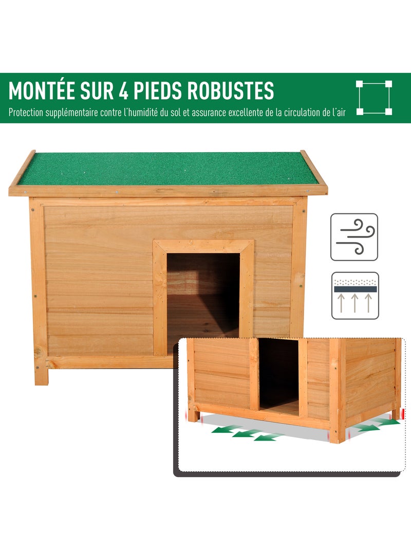 Niche chien sur pied dim. 85l x 58l x 58h cm - toit ouvrant bitumé vert - bois sapin pré-huilé Orange - Kiabi