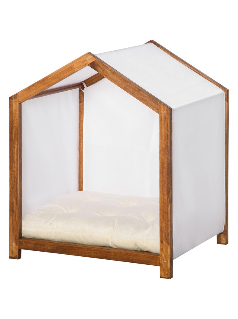 Niche d'intérieur pour chien coussin inclus bois tissu Marron - Kiabi