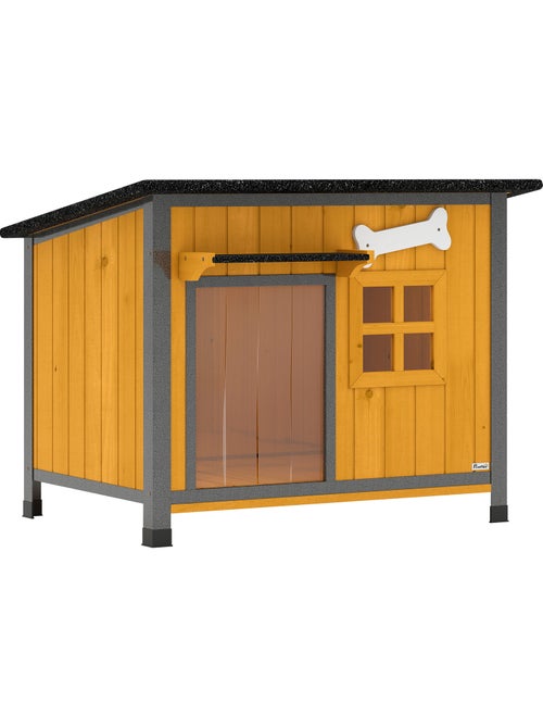 Niche pour chien acier bois pré-huilé design maisonnette - Kiabi