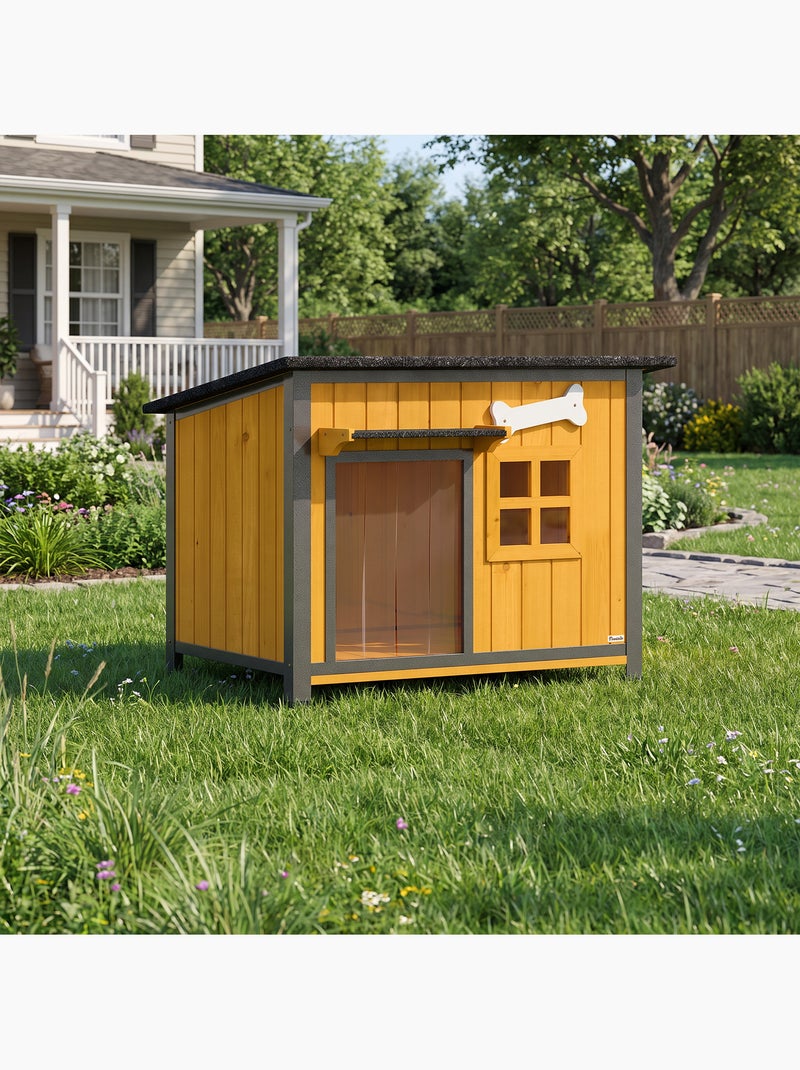 Niche pour chien acier bois pré-huilé design maisonnette Jaune - Kiabi
