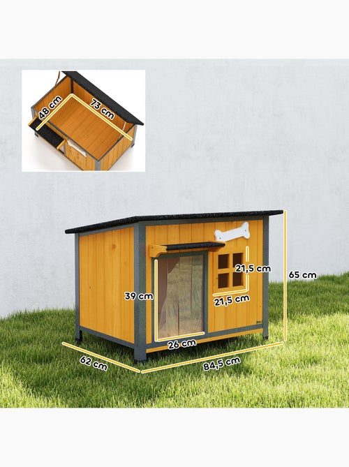 Niche pour chien acier bois pré-huilé design maisonnette - Kiabi