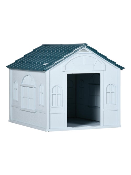 Niche pour chien design maisonnette PP bleu blanc - Kiabi