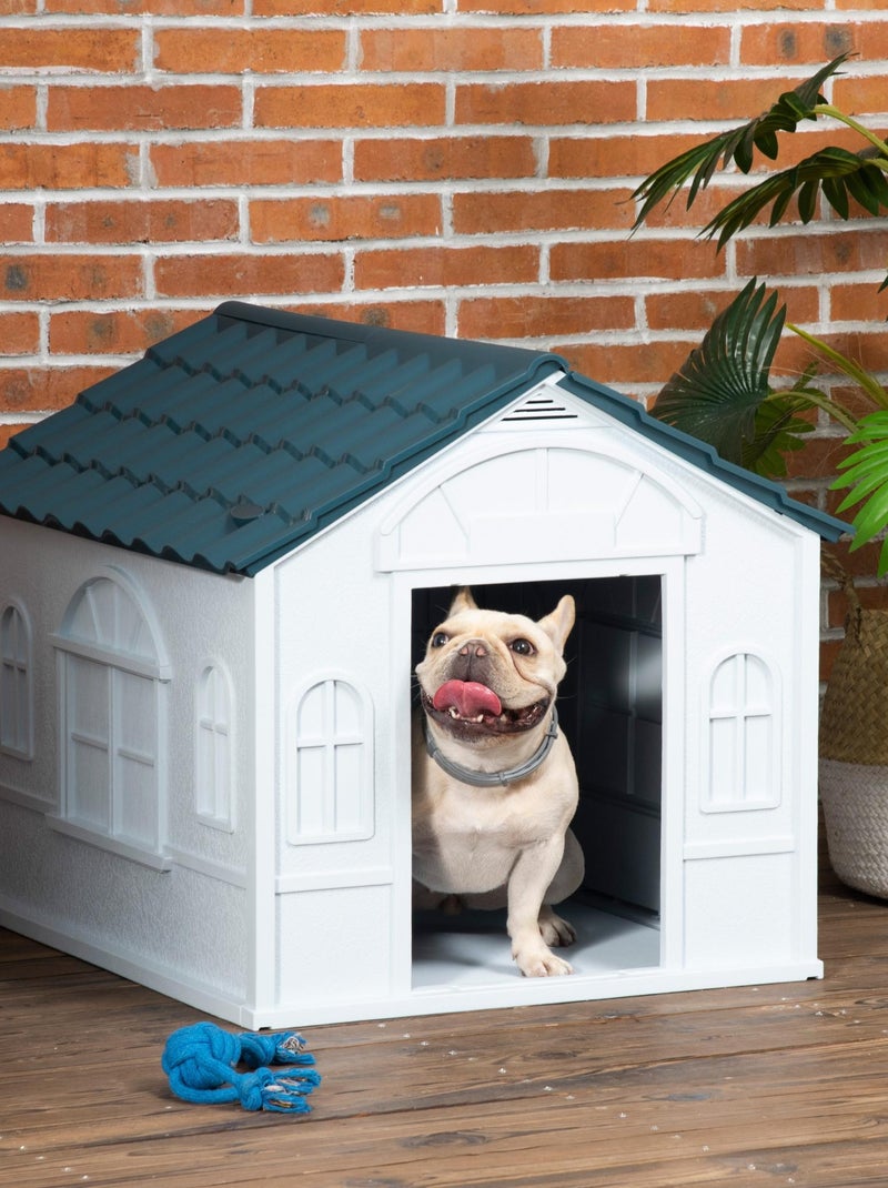 Niche pour chien design maisonnette PP bleu blanc Bleu - Kiabi