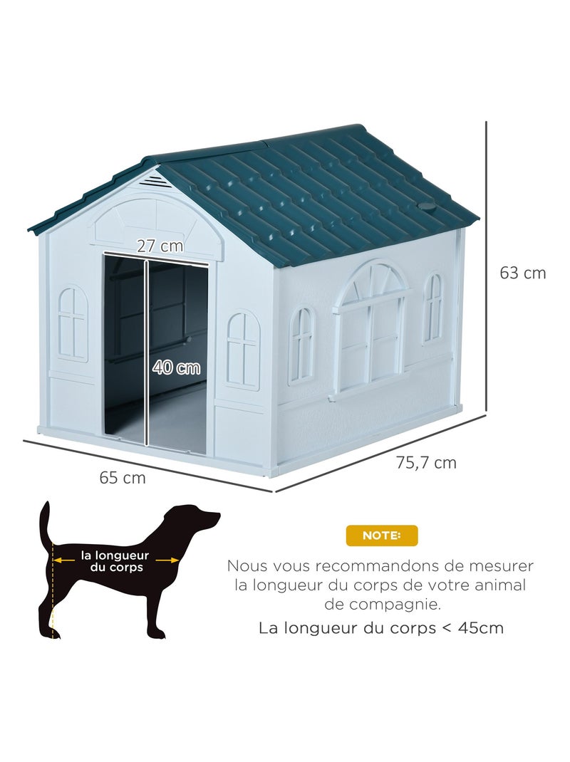 Niche pour chien design maisonnette PP bleu blanc Bleu - Kiabi