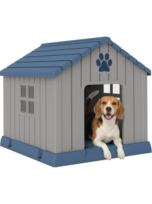 Niche pour chien extérieur plastique - dim. 85 x 79 x 82 cm - gris bleu - Kiabi Niche pour chien extérieur plastique - dim. 85 x 79 x 82 cm - gris bleu - Kiabi