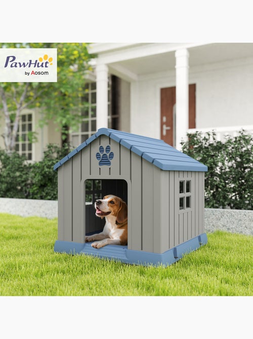 Niche pour chien extérieur plastique - dim. 85 x 79 x 82 cm - gris bleu - Kiabi Niche pour chien extérieur plastique - dim. 85 x 79 x 82 cm - gris bleu - Kiabi