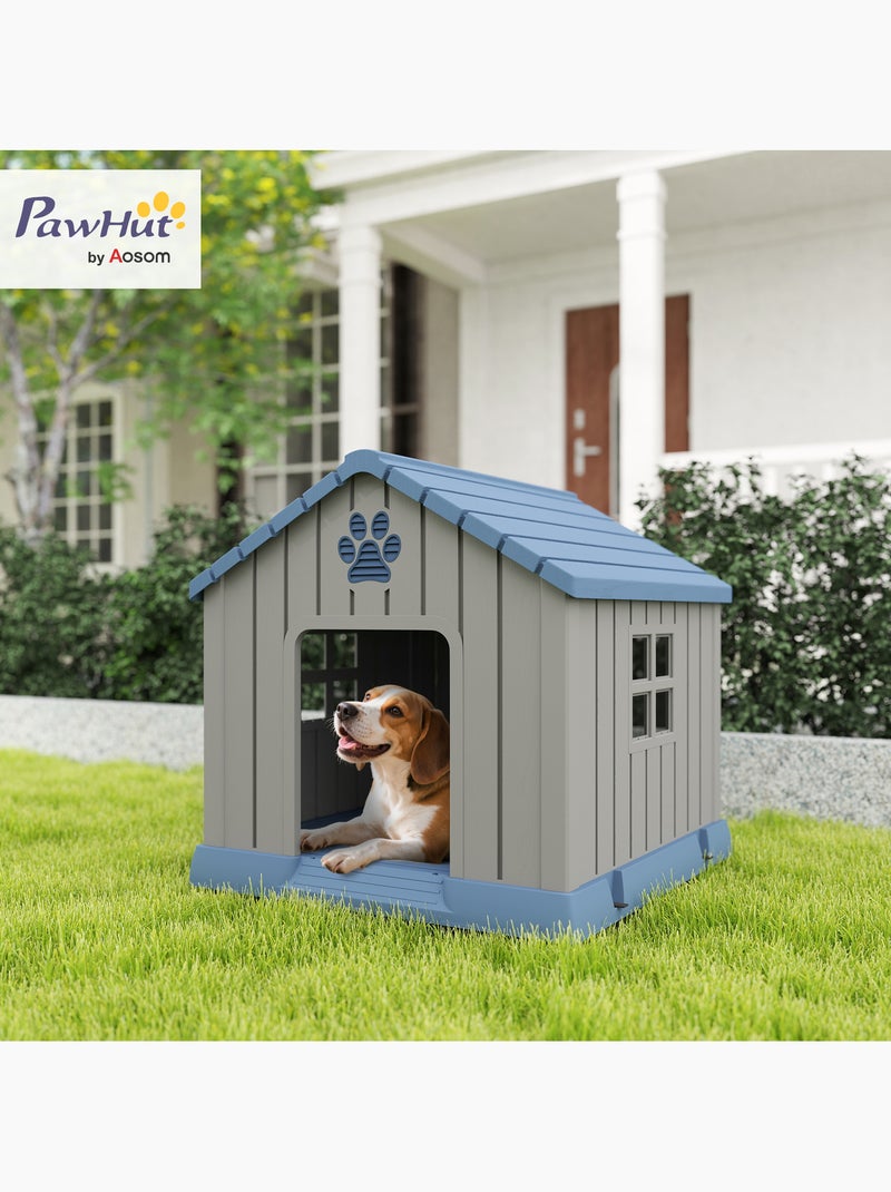 Niche pour chien extérieur plastique - dim. 85 x 79 x 82 cm - gris bleu Gris - Kiabi