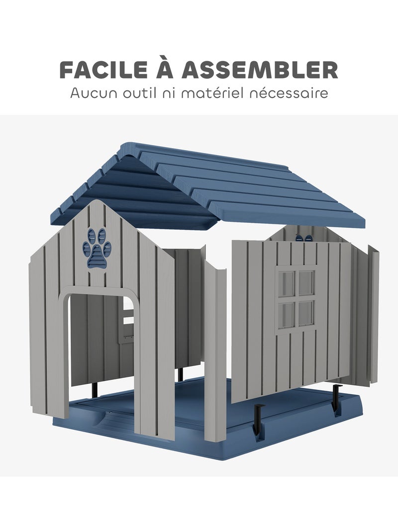 Niche pour chien extérieur plastique - dim. 85 x 79 x 82 cm - gris bleu Gris - Kiabi