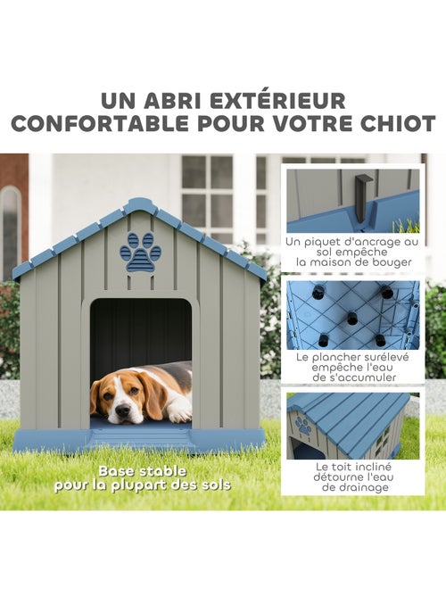 Niche pour chien extérieur plastique - dim. 85 x 79 x 82 cm - gris bleu - Kiabi Niche pour chien extérieur plastique - dim. 85 x 79 x 82 cm - gris bleu - Kiabi