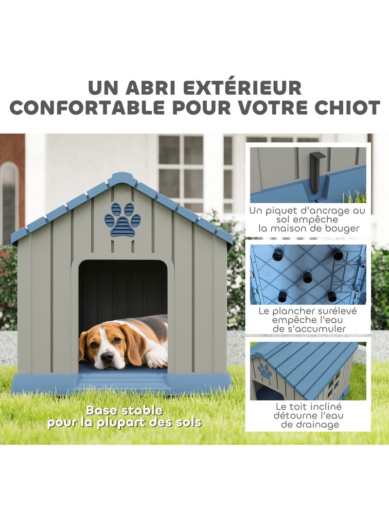 Niche pour chien extérieur plastique - dim. 85 x 79 x 82 cm - gris bleu Gris - Kiabi